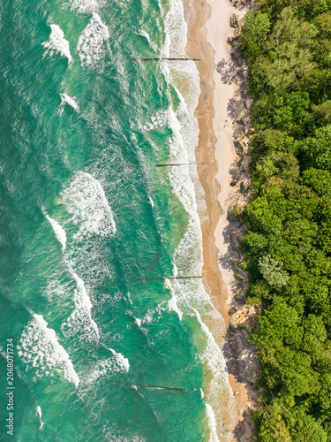 Top down view of big waves on Baltic Sea.