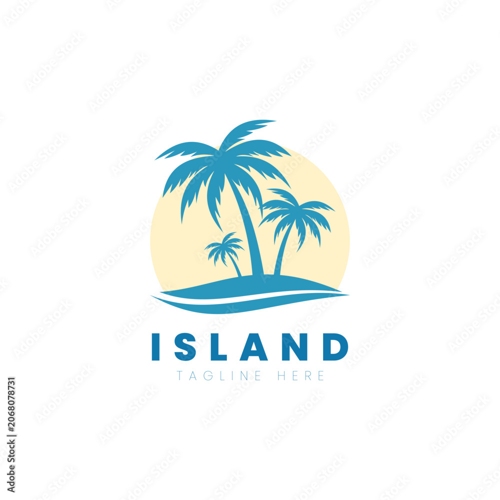 Fototapeta premium Tropical Island Palm Tree Logo Template