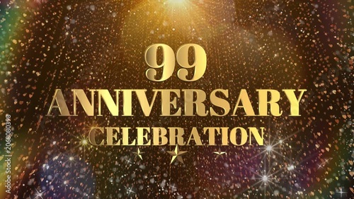 99 Years Anniversary Day Party invitation Moments Gold Color Creative Logo Videos	