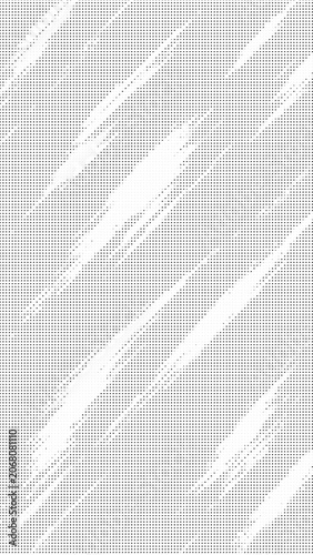 Abstract halftone pattern background with diagonal brush strokes and geometric triangle dots