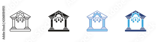 Foto AI governance icons set, Digital regulation symbols, Tech policy icons, AI ethic