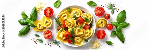 Stuffed Ravioli Pasta with Ricotta and Spinach, Generative AI Illustration