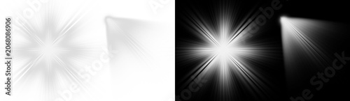 Canvastavla A set of two identical light burst effects on white and black backgrounds for de