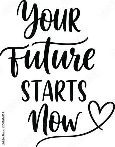 Inspirational quote typography with heart design
