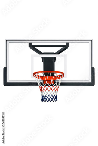A classic basketball hoop with net and backboard.