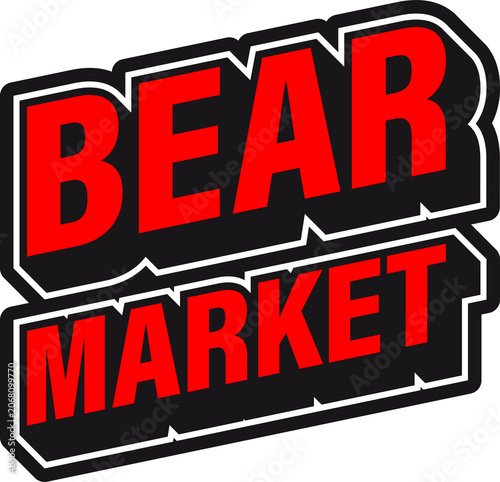 Red Bear Market Typography Element Isolated