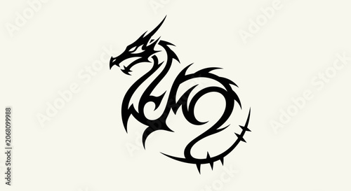 Black tribal dragon tattoo and mascot design.