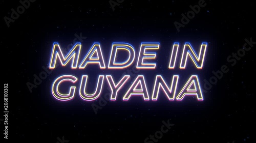 Made in Guyana Neon Sign Text with Classic Retro Theme