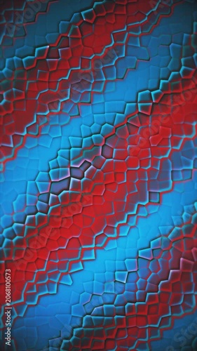 High-contrast organic cell structure animation blending bold red and electric blue colors for striking tech backgrounds.