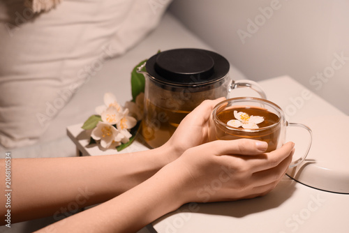Relaxing jasmine tea ritual...