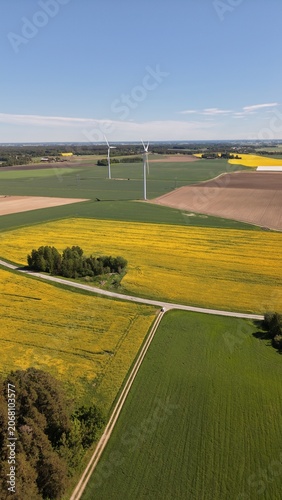 Cuadro en lienzo Aerial view of the straight road leading towards Bjärka-Säby New Castle (Nya Slottet) in Sweden
