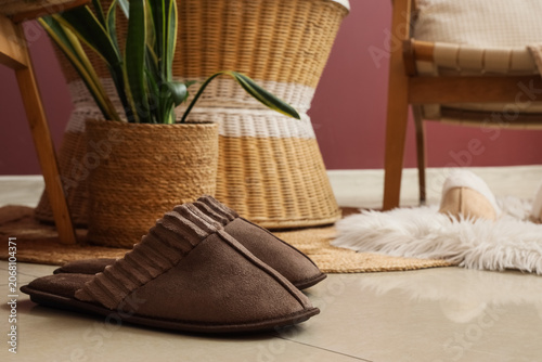 Comfortable brown slippers ...