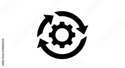 Vector illustration of gear with circular arrows icon on a transparent background