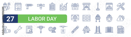 Konstfotografi Set of 27 linear Labor Day icons for web projects, mobile apps and interface menus