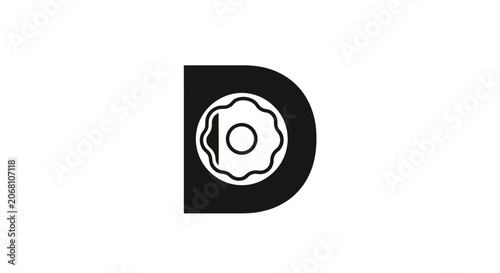 Creative letter D and donut logo design.