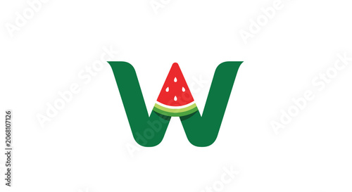 Creative letter W logo with watermelon slice