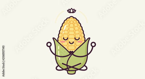 Cute cartoon corn character mascot logo design.