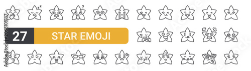 Konstfotografi Set of 27 thin line Star Emoji icons for app screens, websites and product dashboards