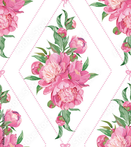 Tableau sur toile A seamless pattern inscribed in a diamond