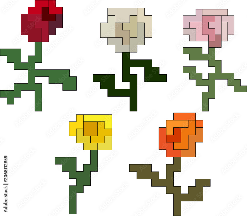 Fototapeta premium a set of 5 roses with different colors