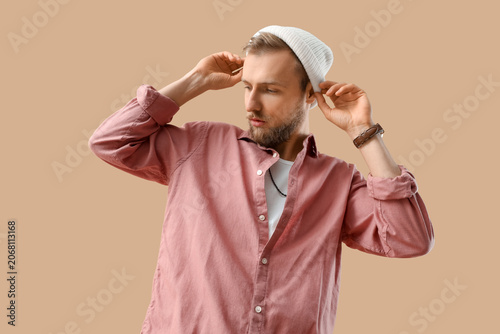 Stylish young man in shirt ...
