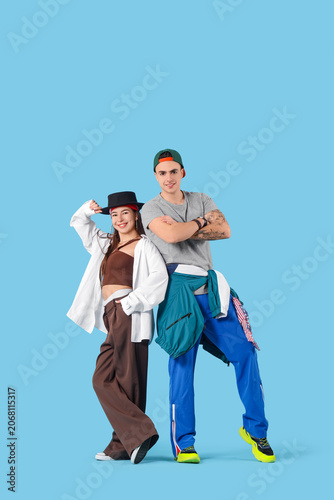 Young couple of happy hip-h...
