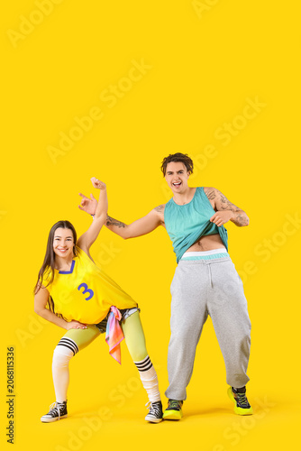 Beautiful couple of happy h...