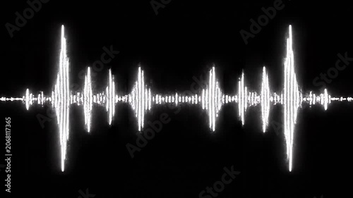 Dynamic white sound wave visualization on a black background