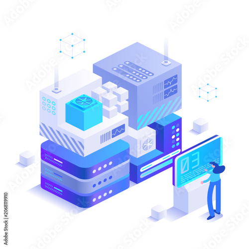 Layered hardware stack with external display and system operator, illustrating edge computing, real-time monitoring, smart processing nodes and modular network deployment.