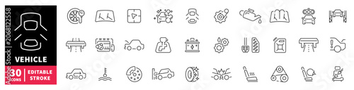 Collection of car maintenance and repair icons with editable stroke