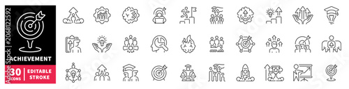 Collection of achievement and success icons representing business growth and goals