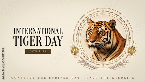 International tiger day celebration with tiger portrait