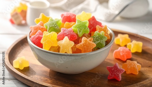 A Bowl Full of Star-Shaped Fruit Flavored Gummies Ready to Enjoy