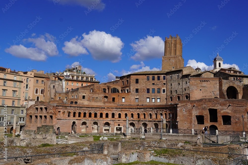 Fototapeta premium Ruins of the Roman Emperor Trajan’s market in the forum of Rome in Italy