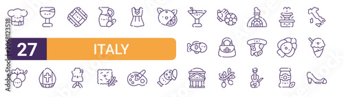 Fotografie Set of 27 thin stroke Italy icons for software, online tools and business layouts