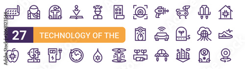 Fotografia Set of 27 thin stroke Technology of the Future icons for software, online tools and business layouts