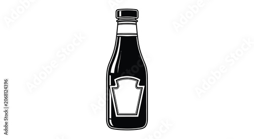 Ketchup bottle silhouette against a white background silhouette