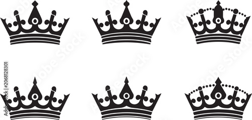 Tablou pe pânză Vintage royal crown silhouette icons set
