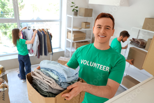 Male volunteer with donatio...