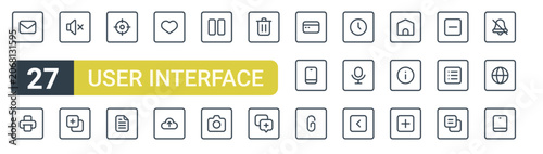 Tableau sur toile Set of 27 outline User Interface icons for modern UI, landing pages and digital services