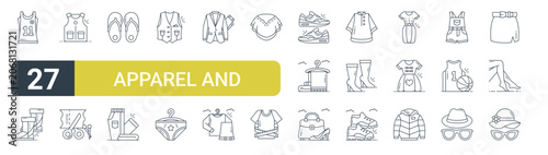 Photos Set of 27 outline Apparel and Clothing icons for modern UI, landing pages and digital services