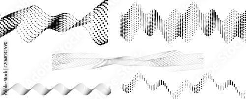 Halftone wave patterns in black and white