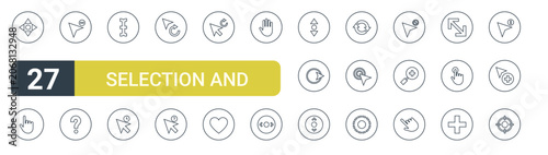 Foto Set of 27 outline Selection and Cursors icons for modern UI, landing pages and digital services