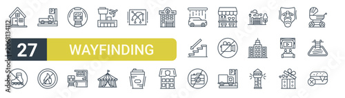 Foto Set of 27 outline Wayfinding icons for modern UI, landing pages and digital services