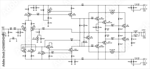 Quadro su tela Schematic diagram of electronic device 
on paper sheet