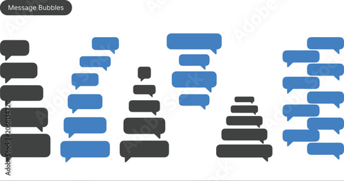 Modern message bubble collection featuring chat conversation boxes, communication interface elements and social messaging templates vector set