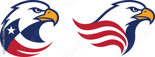 Patriotic eagle emblem collection featuring American flag elements, national pride, freedom symbol and USA themed vector logos