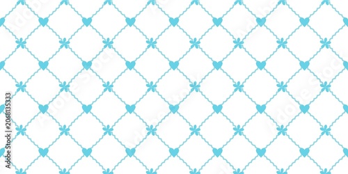 Bilde på lerret A bright aqua cyan wavy geometric diamond lattice pattern with tiny love hearts, great for summer-themed scrapbook paper