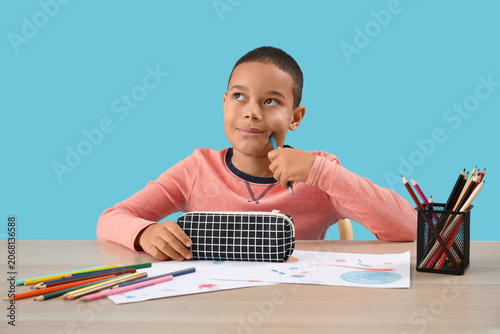 Thoughtful little African-A...
