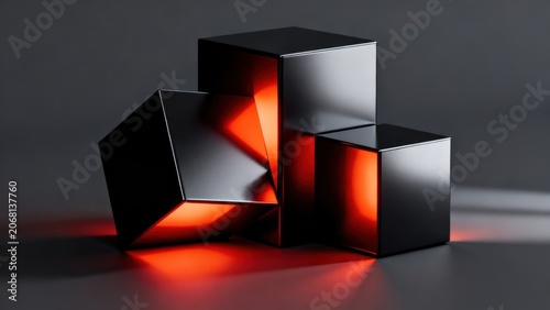 Glowing Cubes on Dark Surface